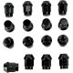 Kit 16 écrou de roue noir 10x1.25mm