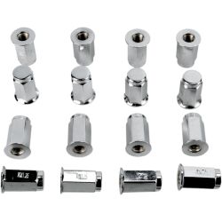Kit of 16 flat chrome wheel nuts 10x1.25mm