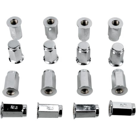 Kit of 16 flat chrome wheel nuts 10x1.25mm