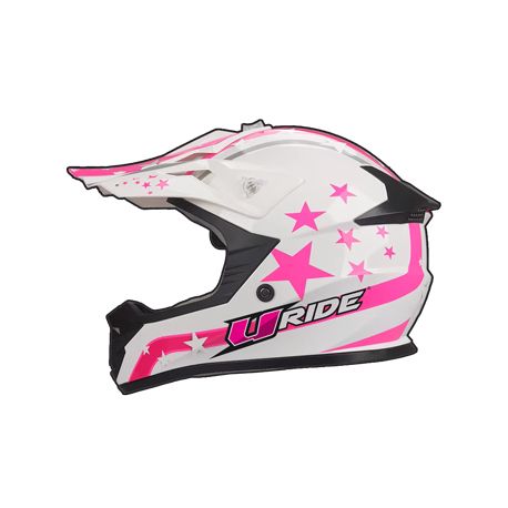 CASQUE ENFANT ROSE ET BLANC - URIDE