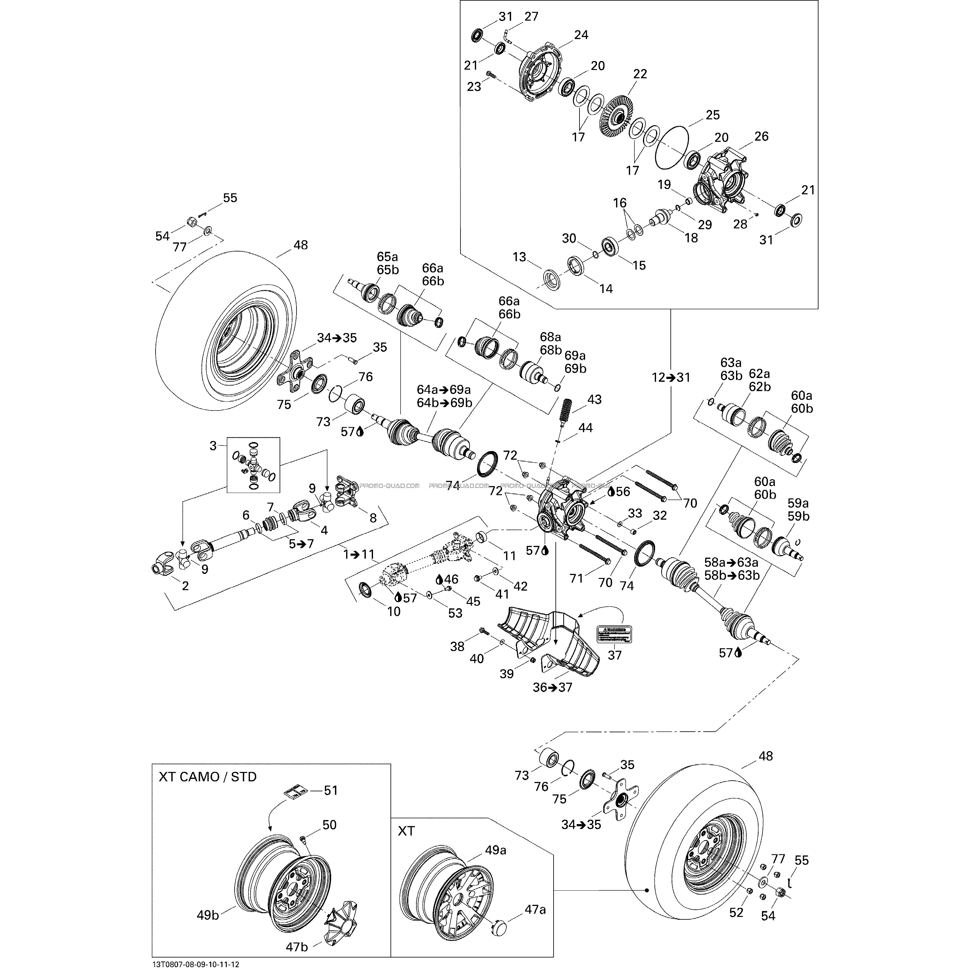 Système Entraînement Arrière STD  Can-am  2008 Toutes les cylindrées  Original parts OEMSystème Entraînement Arrière STD  Can-am  2008 Toutes les cylindrées  Original parts OEM
