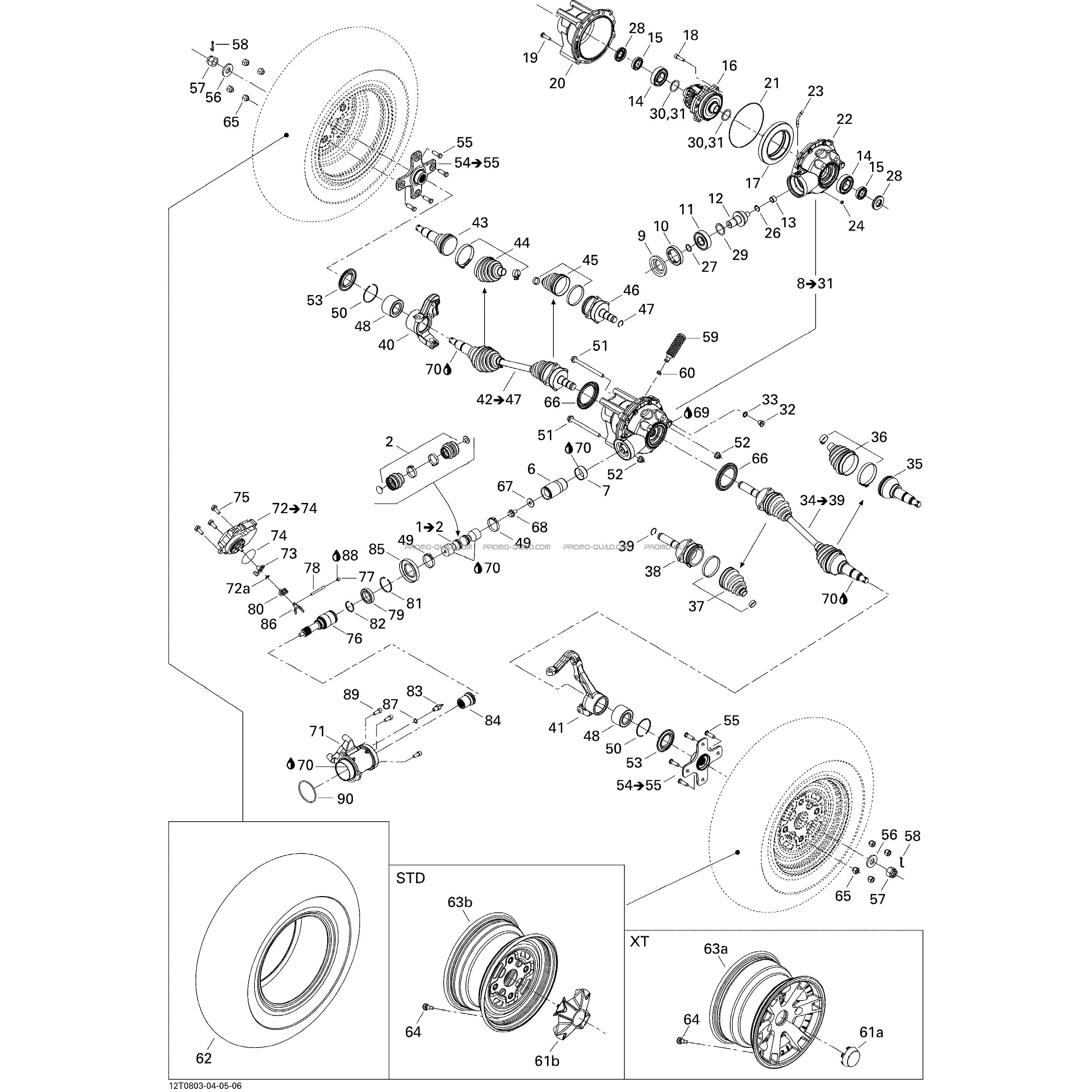 Système Entraînement Avant XT  Can-am  2008 Toutes les cylindrées  pièces OEMSystème Entraînement Avant XT  Can-am  2008 Toutes les cylindrées  pièces OEM