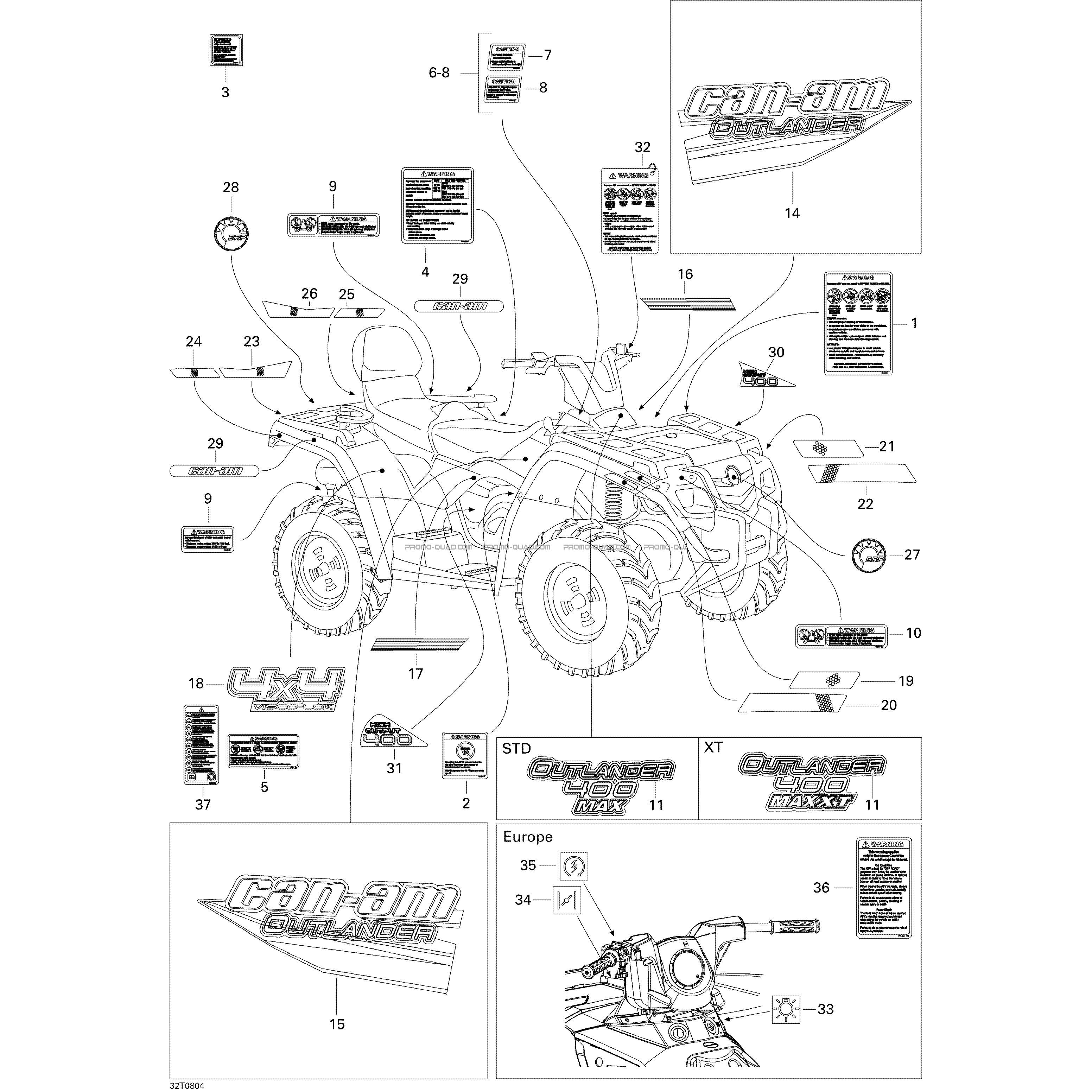 Décalques STD  Can-am  2008 Toutes les cylindrées  Original parts OEMDécalques STD  Can-am  2008 Toutes les cylindrées  Original parts OEM