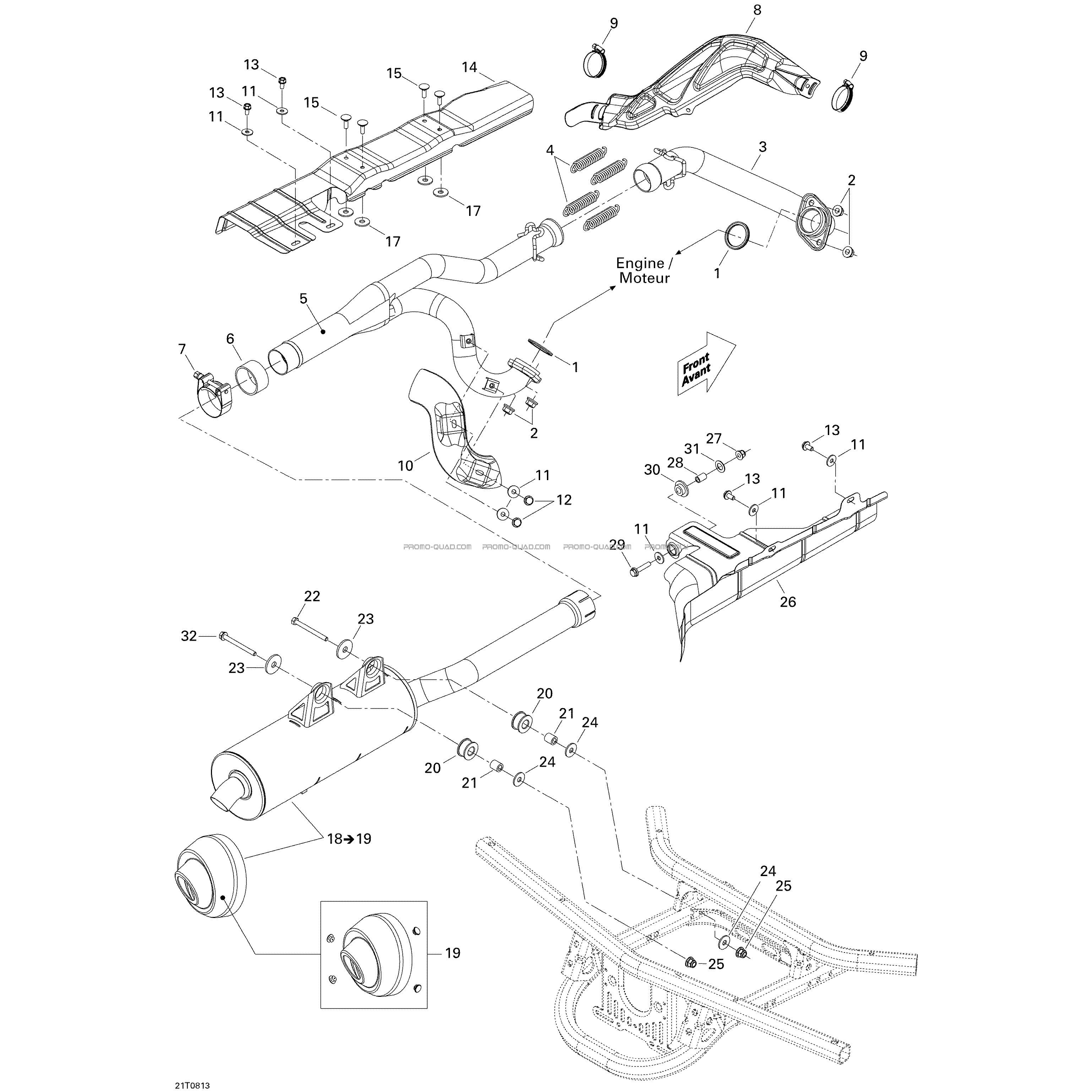 Système Échappement  Can-am  2008 Toutes les cylindrées  Original parts OEMSystème Échappement  Can-am  2008 Toutes les cylindrées  Original parts OEM