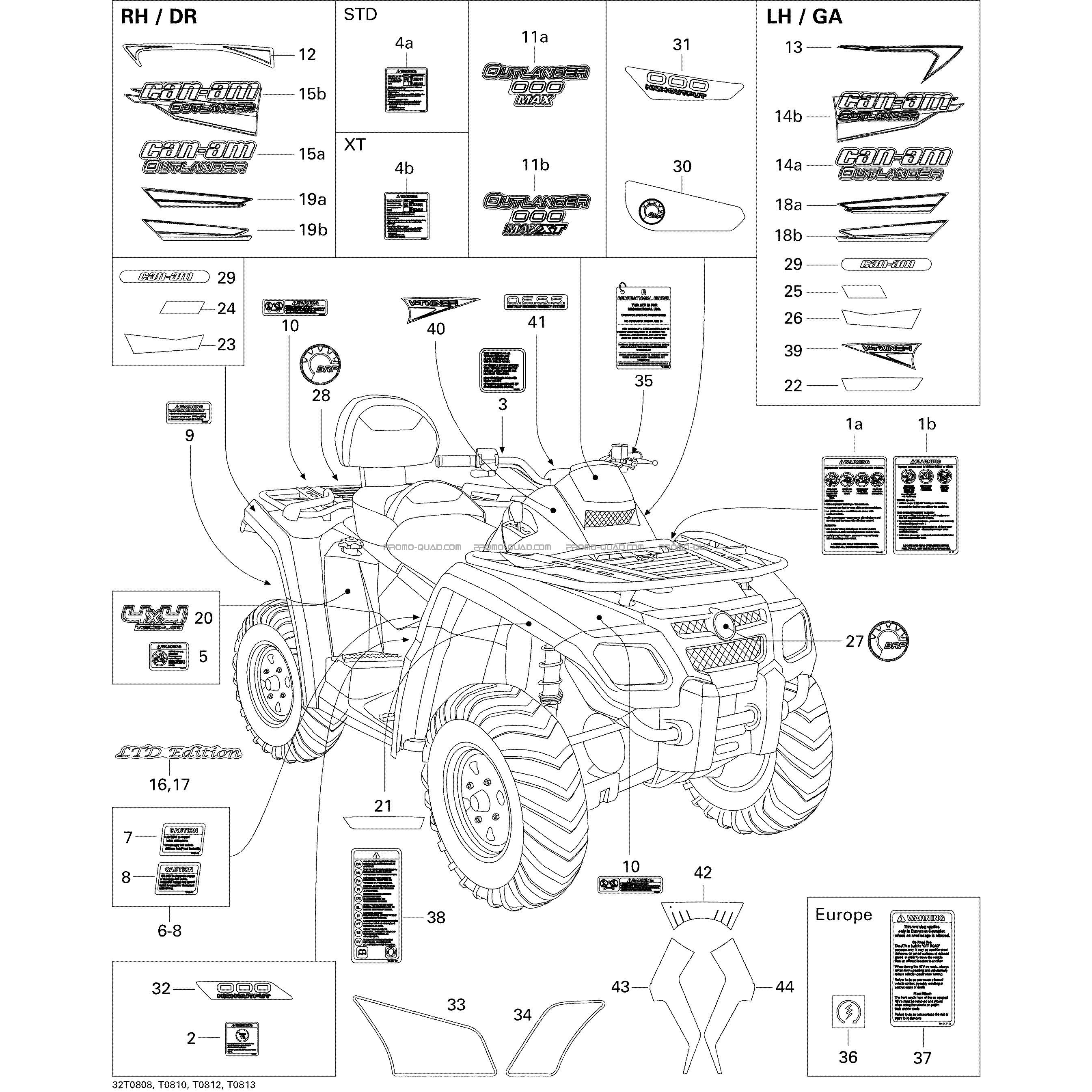 Décalques  Can-am  2008 Toutes les cylindrées  pièces OEMDécalques  Can-am  2008 Toutes les cylindrées  pièces OEM