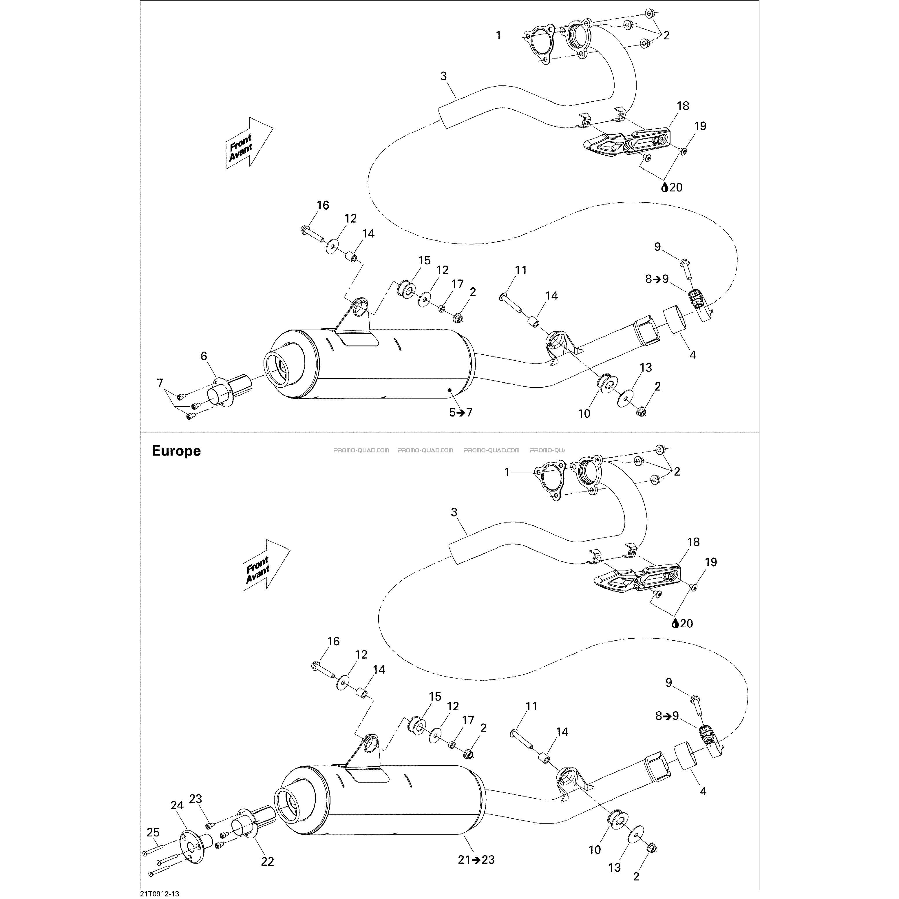 Système Échappement  Can-am  2009 Toutes les cylindrées  Original parts OEMSystème Échappement  Can-am  2009 Toutes les cylindrées  Original parts OEM