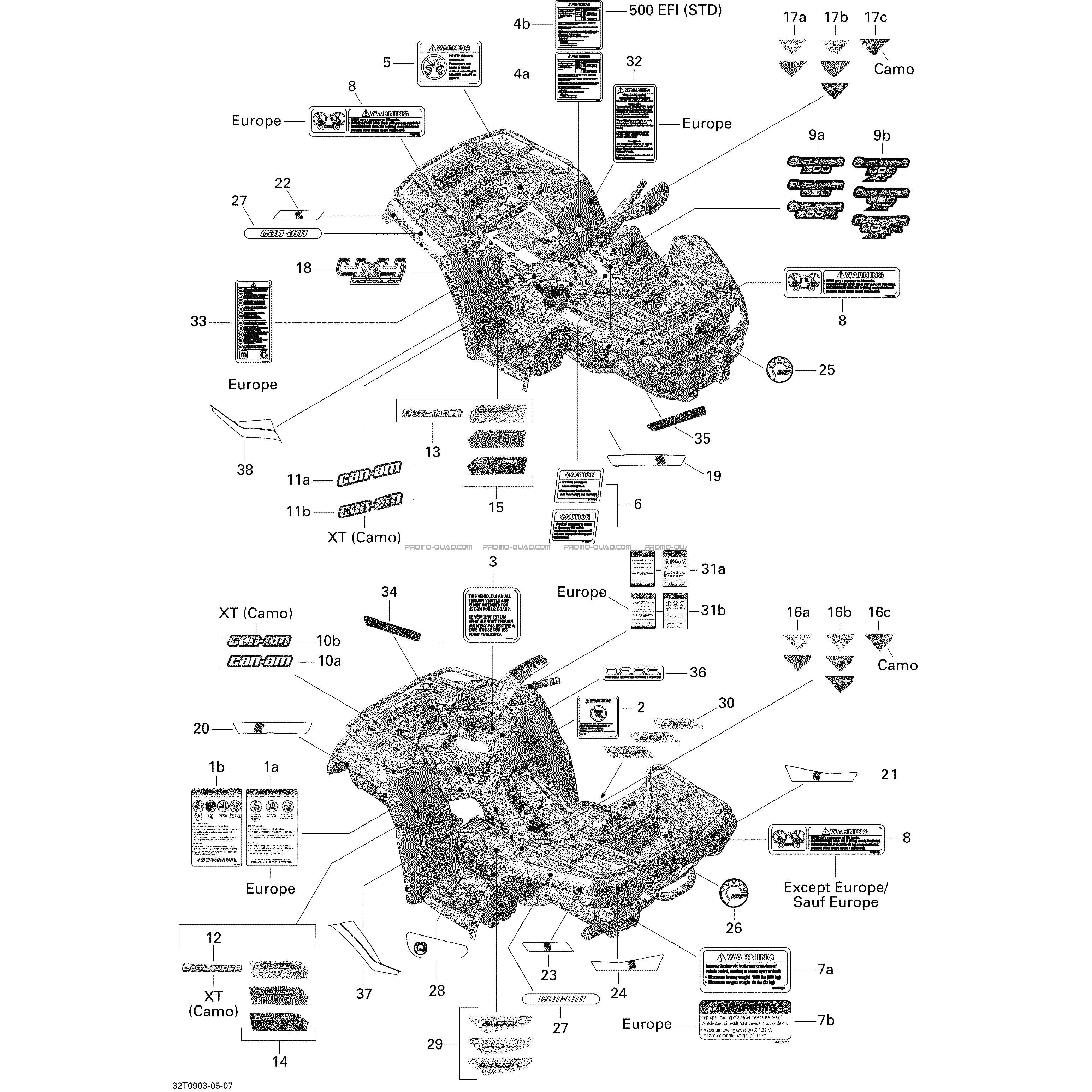 Décalques STD  Can-am  2009 Toutes les cylindrées  Original parts OEMDécalques STD  Can-am  2009 Toutes les cylindrées  Original parts OEM
