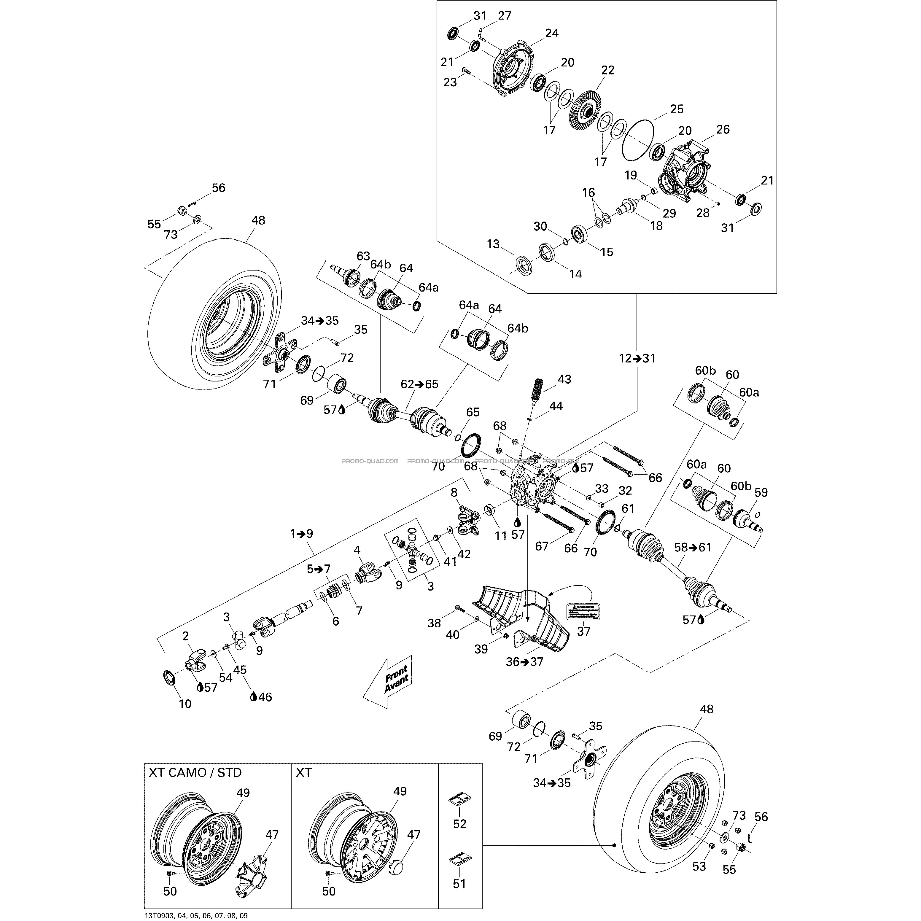 Système Entraînement Arrière XT  Can-am  2009 Toutes les cylindrées  Original parts OEMSystème Entraînement Arrière XT  Can-am  2009 Toutes les cylindrées  Original parts OEM