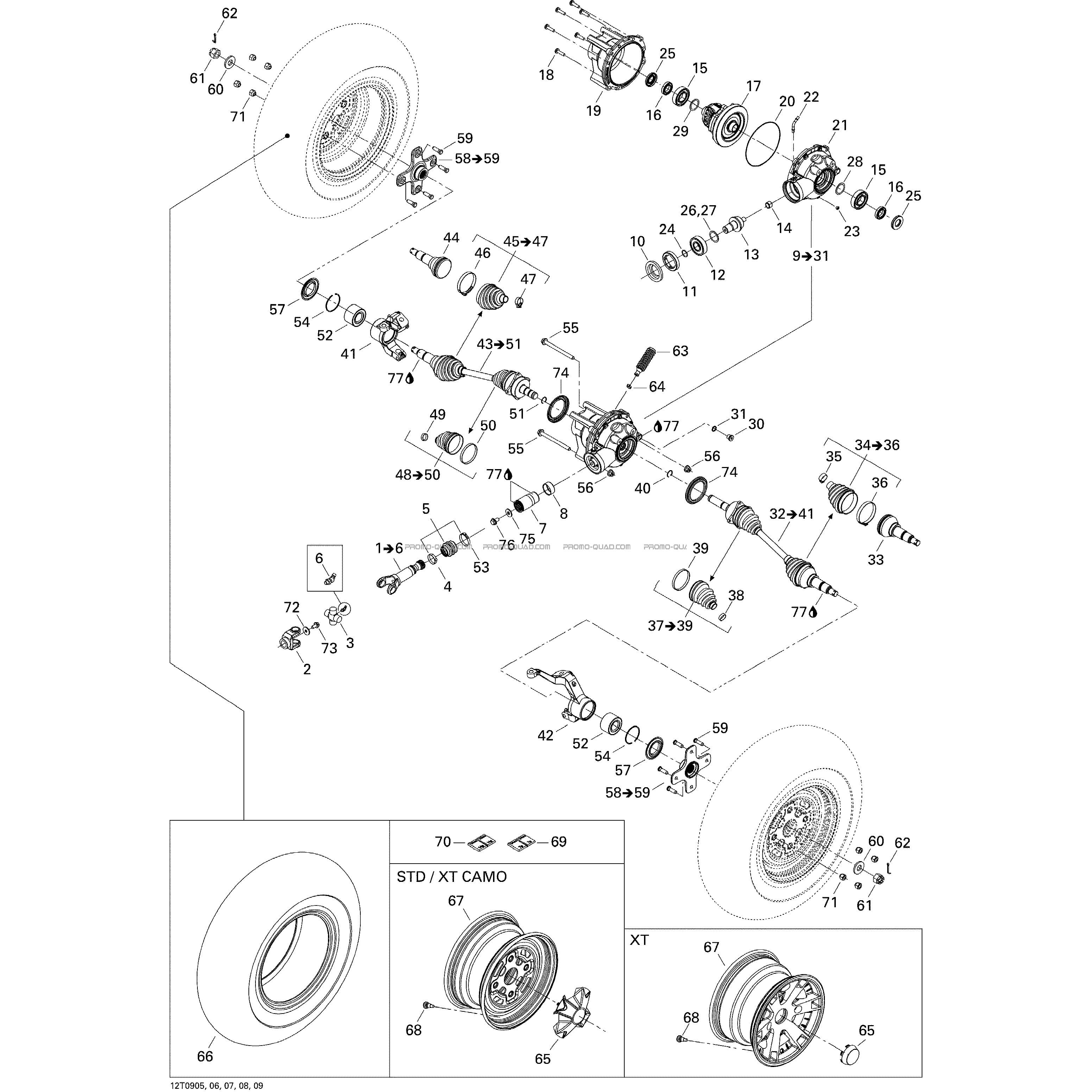 Système Entraînement Avant XT  Can-am  2009 Toutes les cylindrées  Original parts OEMSystème Entraînement Avant XT  Can-am  2009 Toutes les cylindrées  Original parts OEM
