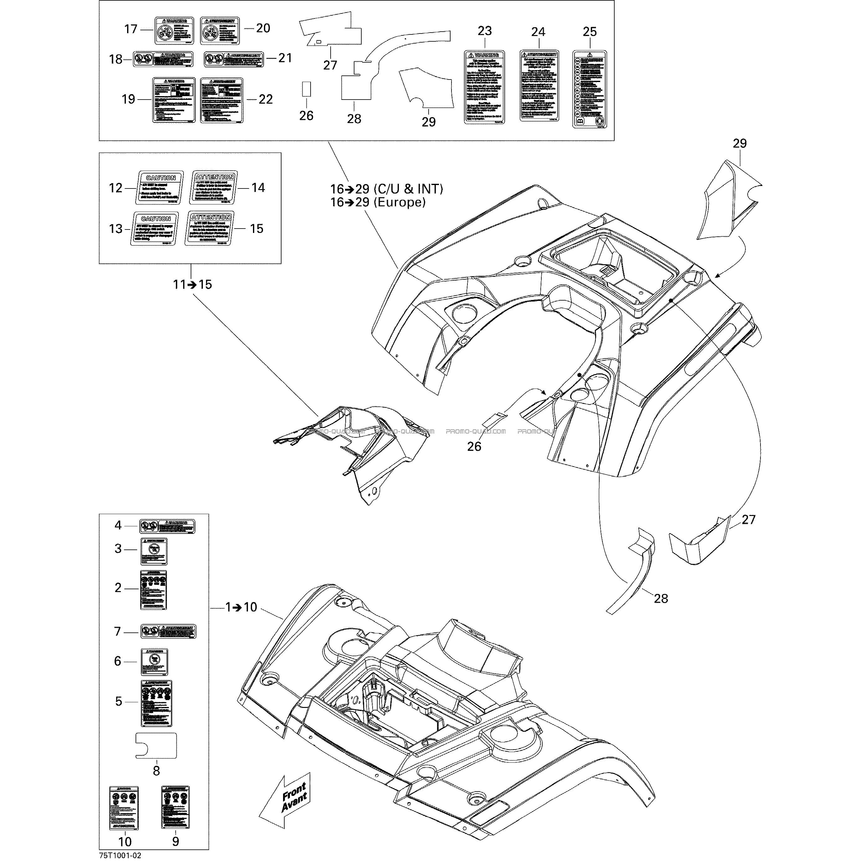 Ensemble Aile Et Panneau Central  Can-am  2010 Toutes les cylindrées  Original parts OEMEnsemble Aile Et Panneau Central  Can-am  2010 Toutes les cylindrées  Original parts OEM
