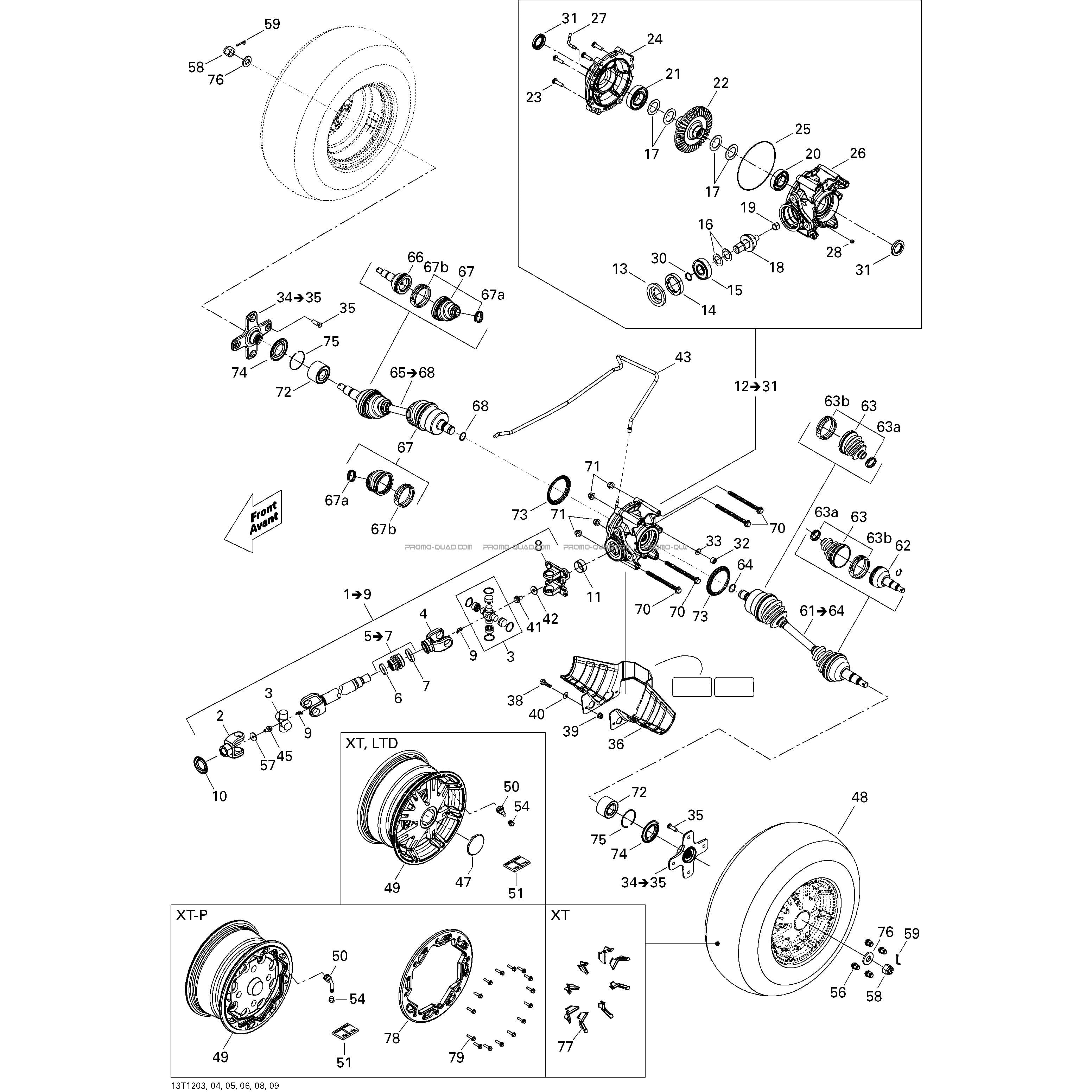 Système Entraînement Arrière  Can-am  2012 Toutes les cylindrées  Original parts OEMSystème Entraînement Arrière  Can-am  2012 Toutes les cylindrées  Original parts OEM