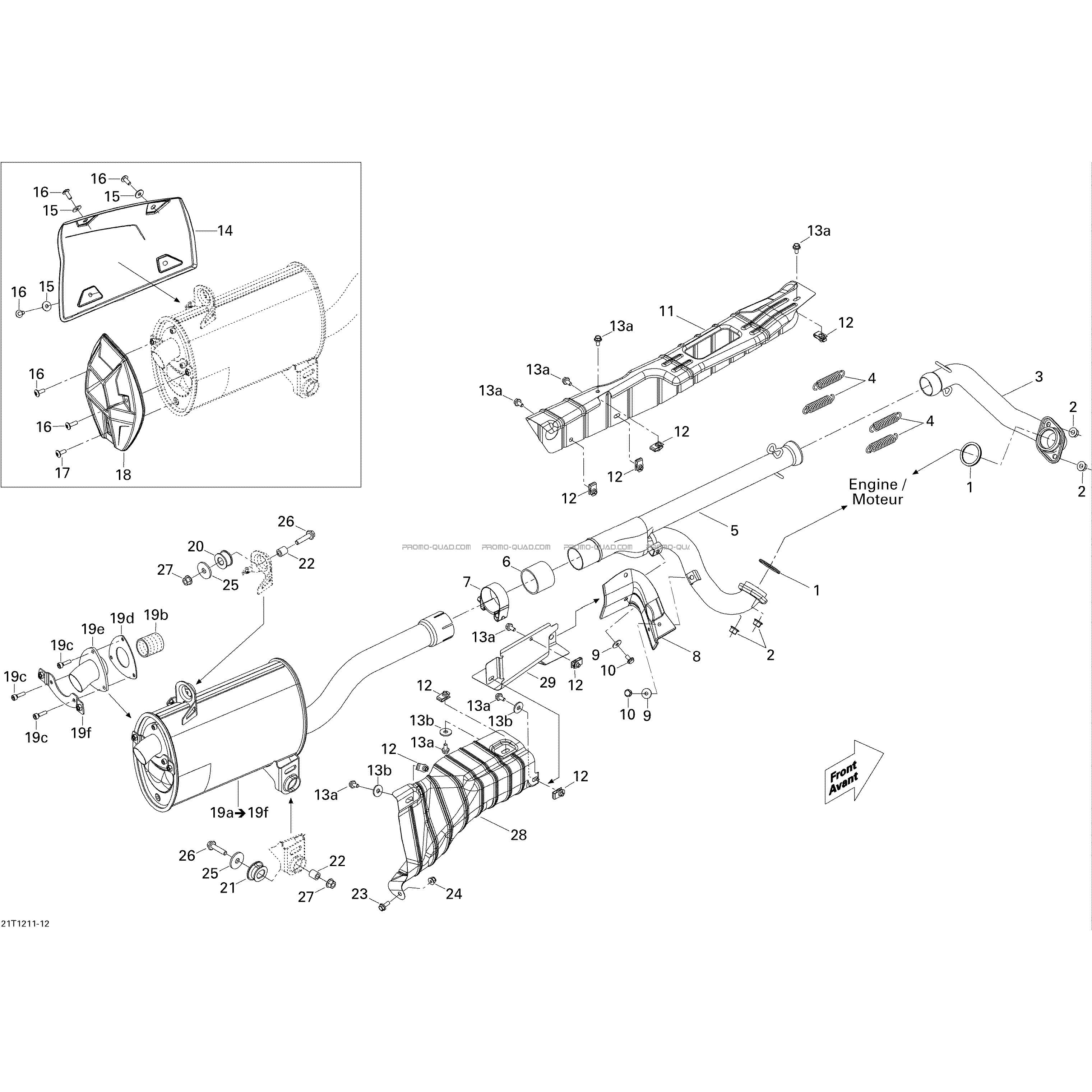 Système Échappement  Can-am  2012 Toutes les cylindrées  Original parts OEMSystème Échappement  Can-am  2012 Toutes les cylindrées  Original parts OEM