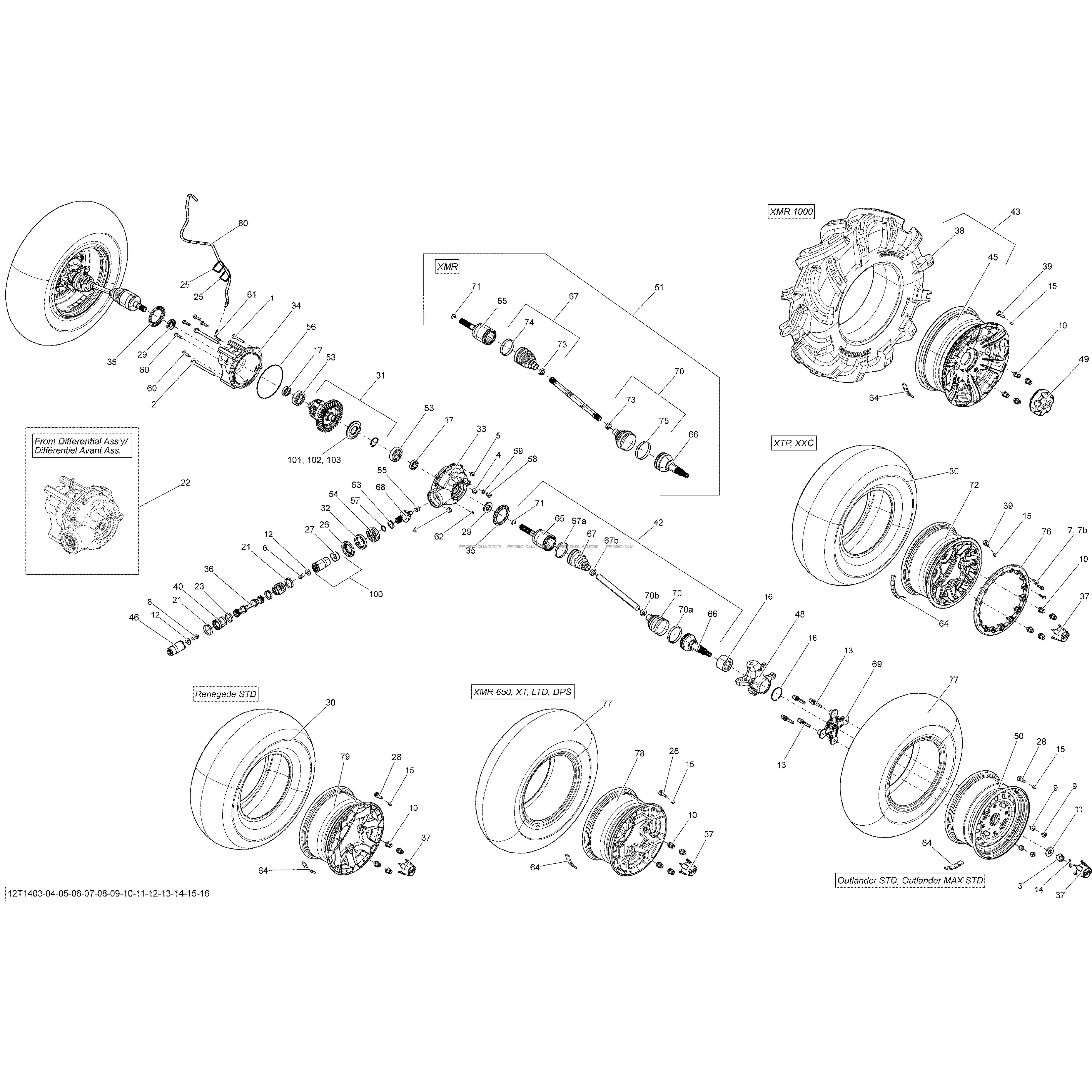 Système Entraînement Avant  Can-am  2014 Toutes les cylindrées  Original parts OEMSystème Entraînement Avant  Can-am  2014 Toutes les cylindrées  Original parts OEM