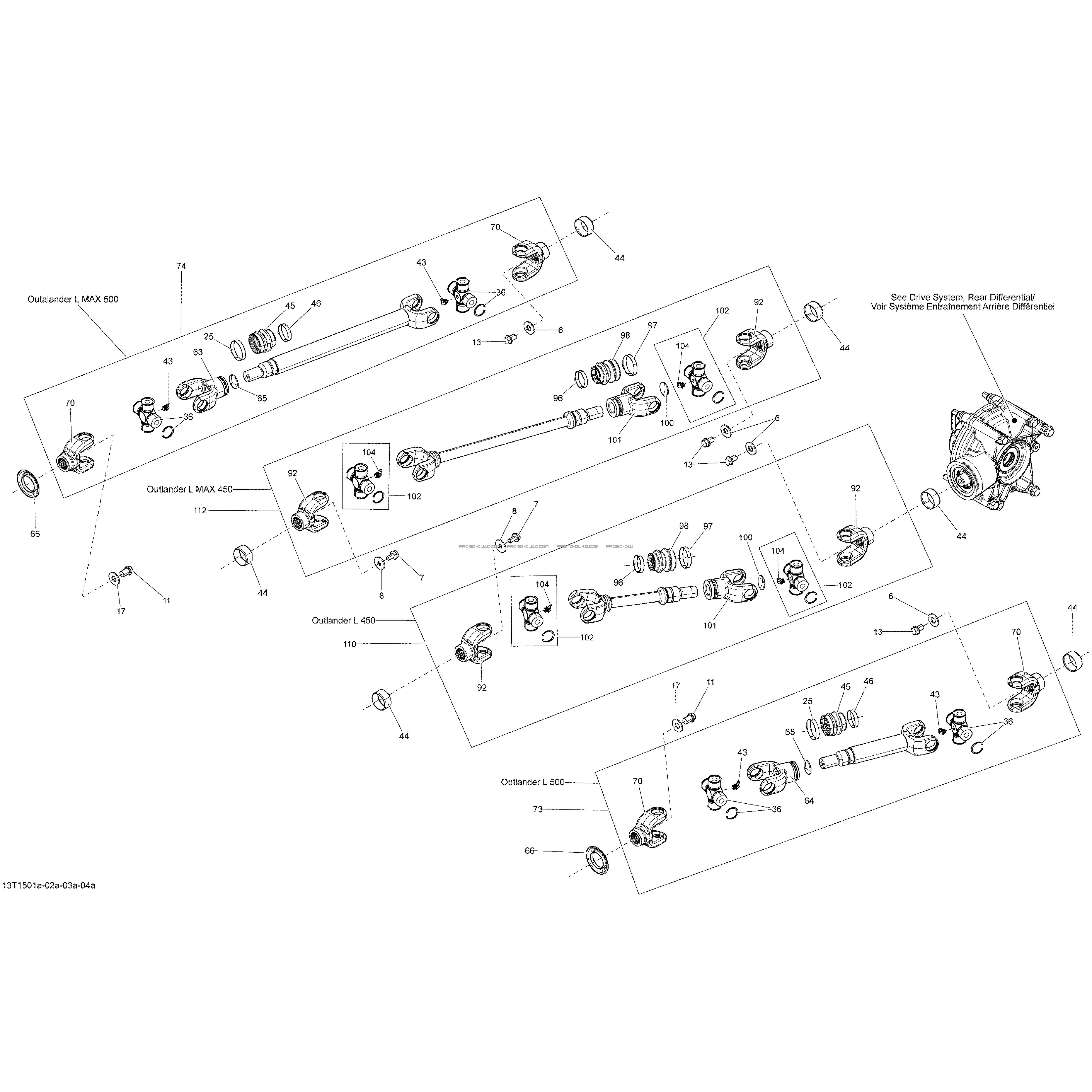 Système Entraînement Arrière Propeller Shaft_13T1501a  Can-am  2015 Toutes les cylindrées  Original parts OEMSystème Entraînement Arrière Propeller Shaft_13T1501a  Can-am  2015 Toutes les cylindrées  Original parts OEM