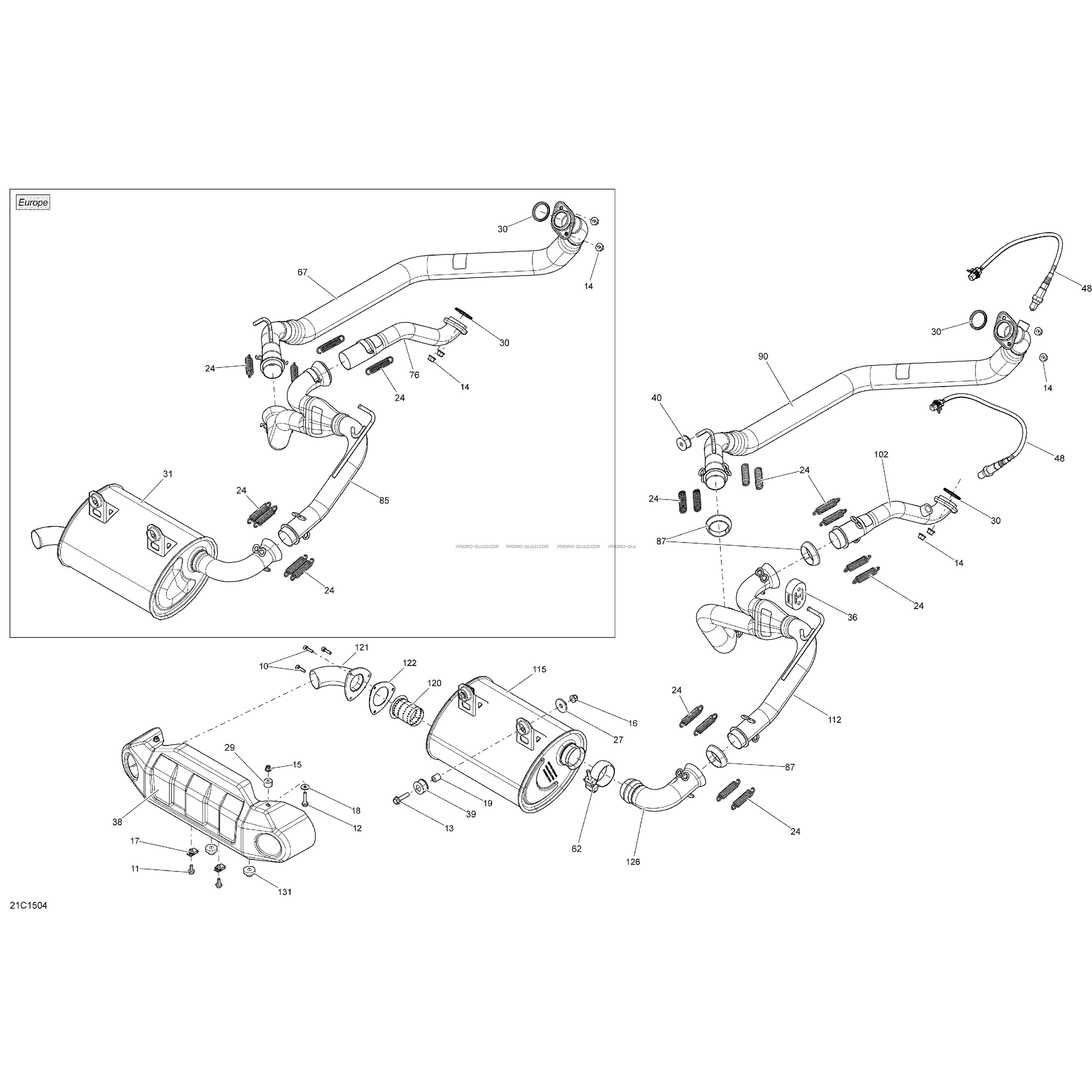Système Échappement _21C1504  Can-am  2015 Toutes les cylindrées  Original parts OEMSystème Échappement _21C1504  Can-am  2015 Toutes les cylindrées  Original parts OEM