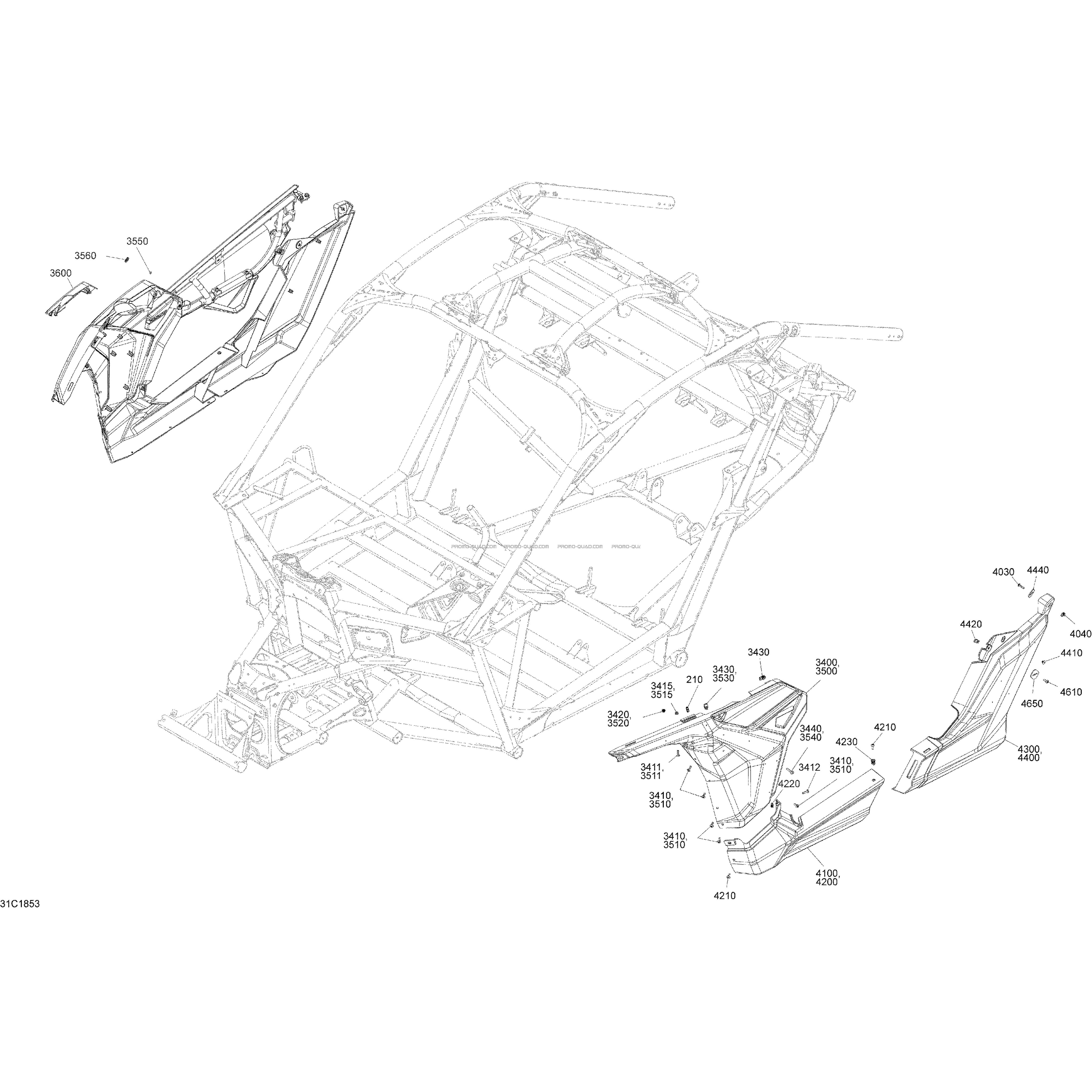 Carrosserie - Jaune Éclatant - Ensemble XMR - Partie Latéral  Can-am  2018 Toutes les cylindrées  pièces OEMCarrosserie - Jaune Éclatant - Ensemble XMR - Partie Latéral  Can-am  2018 Toutes les cylindrées  pièces OEM