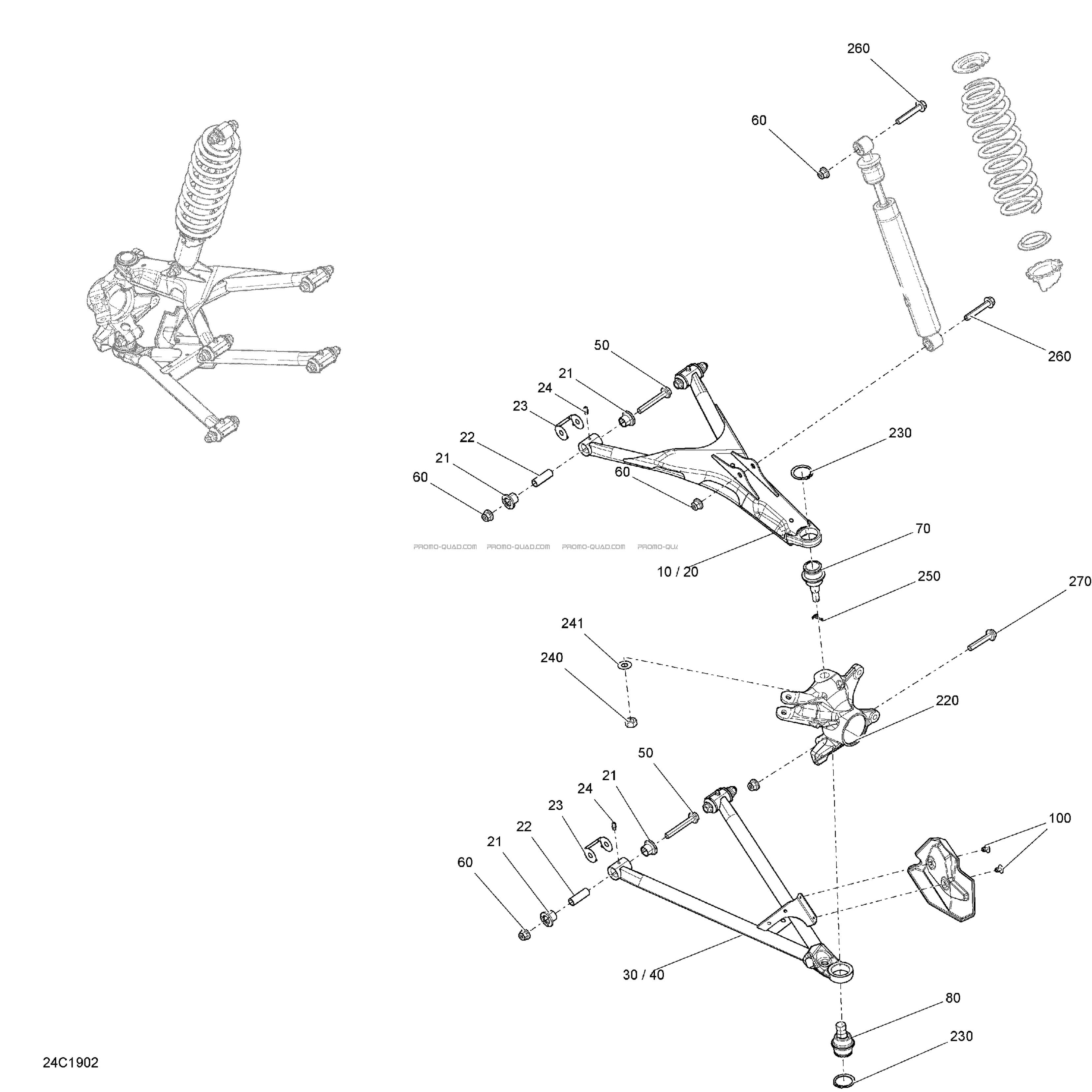 Suspension Avant - HD8 - Sauf XT CAB  Can-am  2019 Toutes les cylindrées  pièces OEMSuspension Avant - HD8 - Sauf XT CAB  Can-am  2019 Toutes les cylindrées  pièces OEM