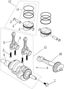 ENSEMBLE VILEBREQUIN   PISTON pour Segway Toutes les cylindrées Toutes les années FUGLEMAN UT10