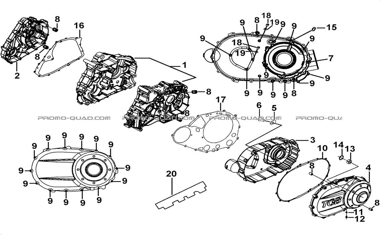 CARTER MOTEUR  Tgb  All years all cylinders  Original parts OEM