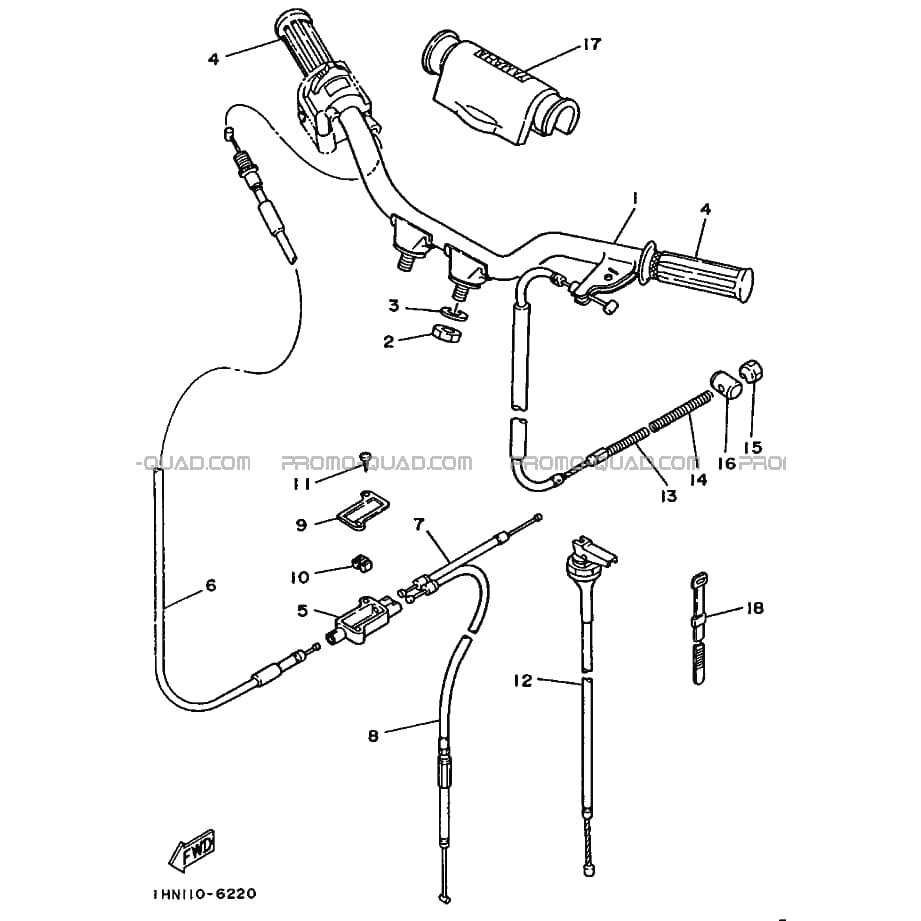 GUIDON ET CABLES  Yamaha  1988 60  Original parts OEMGUIDON ET CABLES  Yamaha  1988 60  Original parts OEM