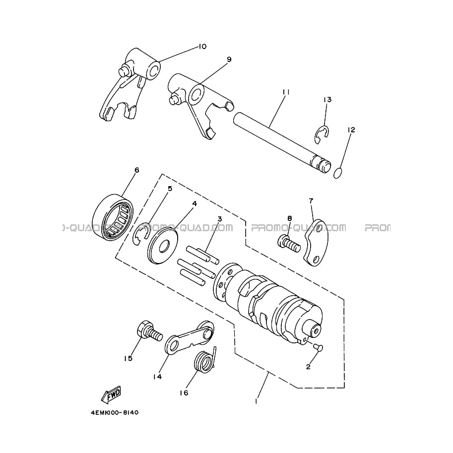 BARILLET DE SELECTION     FOURCHETTES  Yamaha  2006 80  pièces OEMBARILLET DE SELECTION     FOURCHETTES  Yamaha  2006 80  pièces OEM