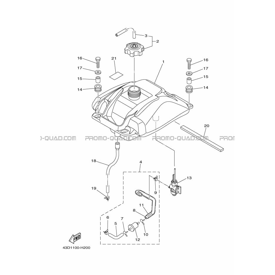 RESERVOIR A ESSENCE  Yamaha  2011 90  Original parts OEM
