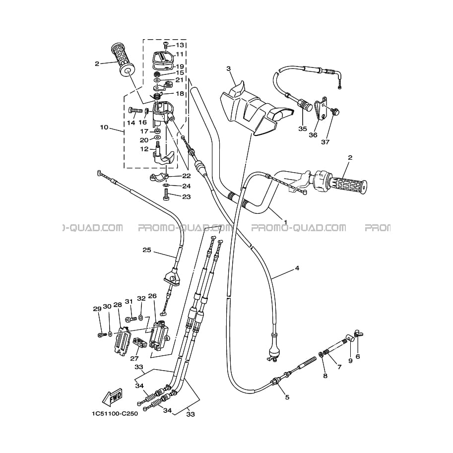 GUIDON ET CABLES  Yamaha  2007 125  Original parts OEMGUIDON ET CABLES  Yamaha  2007 125  Original parts OEM