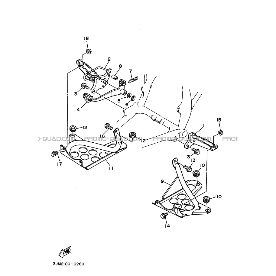 SUPPORT     REPOSE PIEDS  Yamaha  1997 200  pièces OEMSUPPORT     REPOSE PIEDS  Yamaha  1997 200  pièces OEM