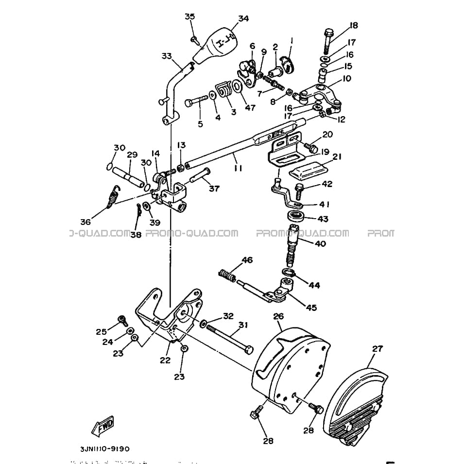 AXE DE SELECTEUR  Yamaha  1989 230  Original parts OEMAXE DE SELECTEUR  Yamaha  1989 230  Original parts OEM