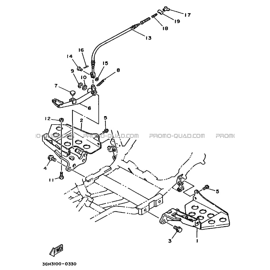 SUPPORT     REPOSE PIEDS  Yamaha  1990 250  pièces OEMSUPPORT     REPOSE PIEDS  Yamaha  1990 250  pièces OEM
