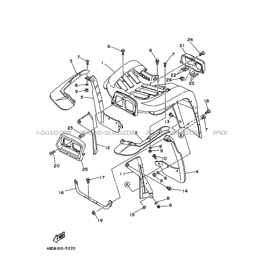 GARDE BOUE AVANT 2  Yamaha  1995 250  pièces OEMGARDE BOUE AVANT 2  Yamaha  1995 250  pièces OEM