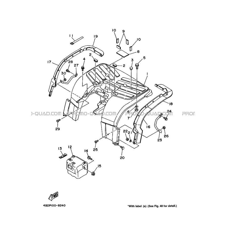 GARDE BOUE ARRIERE 2  Yamaha  1998 250  pièces OEMGARDE BOUE ARRIERE 2  Yamaha  1998 250  pièces OEM
