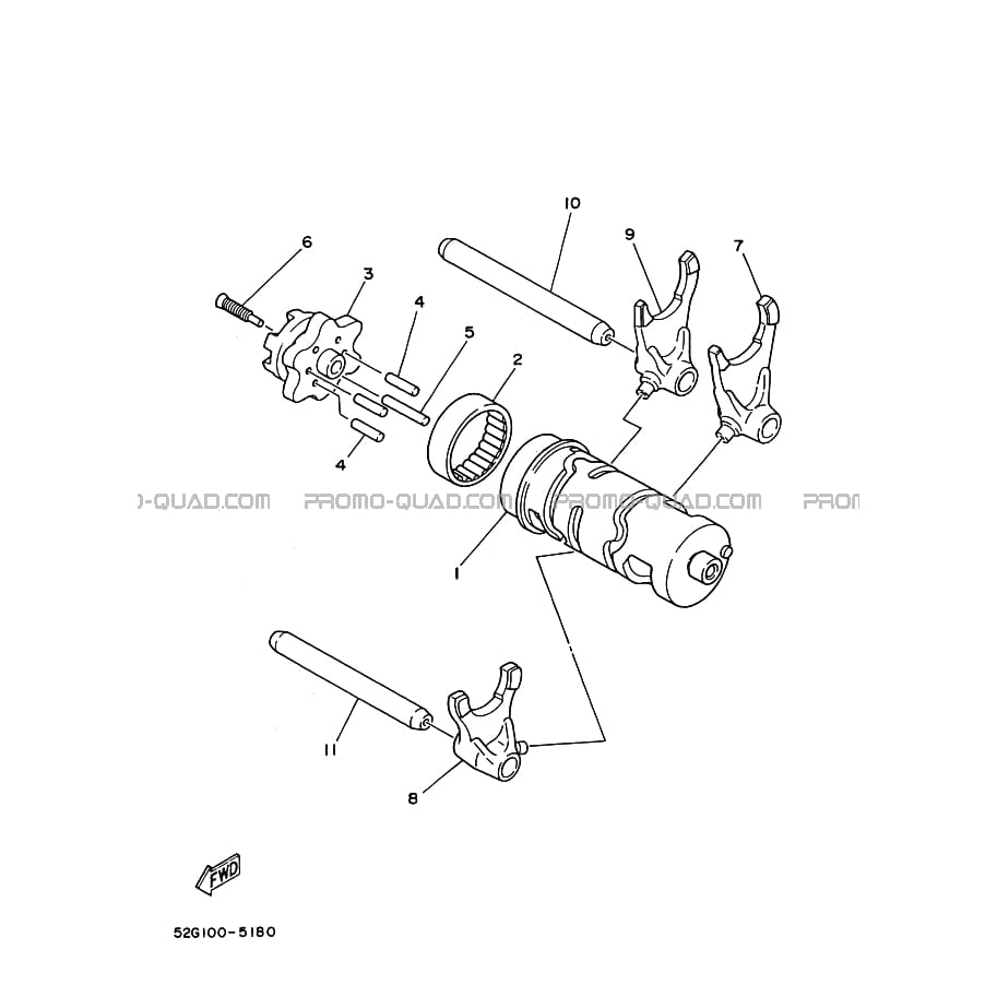 BARILLET DE SELECTION     FOURCHETTES  Yamaha  1998 250  Original parts OEMBARILLET DE SELECTION     FOURCHETTES  Yamaha  1998 250  Original parts OEM