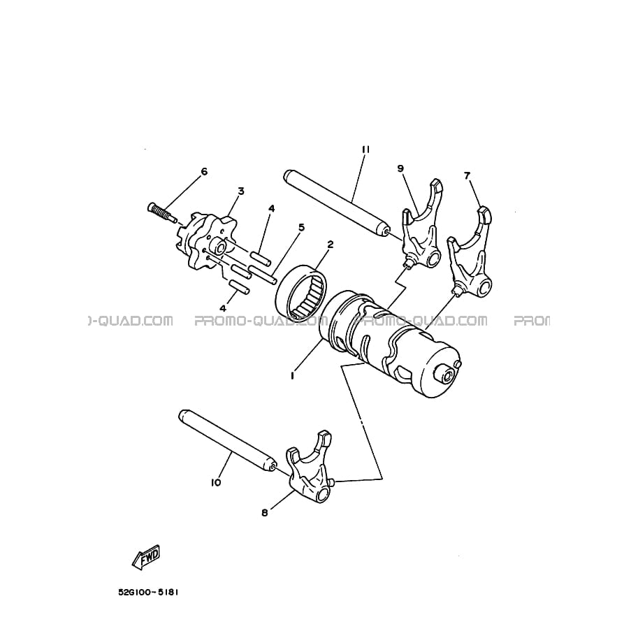 BARILLET DE SELECTION     FOURCHETTES  Yamaha  2001 250  Original parts OEMBARILLET DE SELECTION     FOURCHETTES  Yamaha  2001 250  Original parts OEM