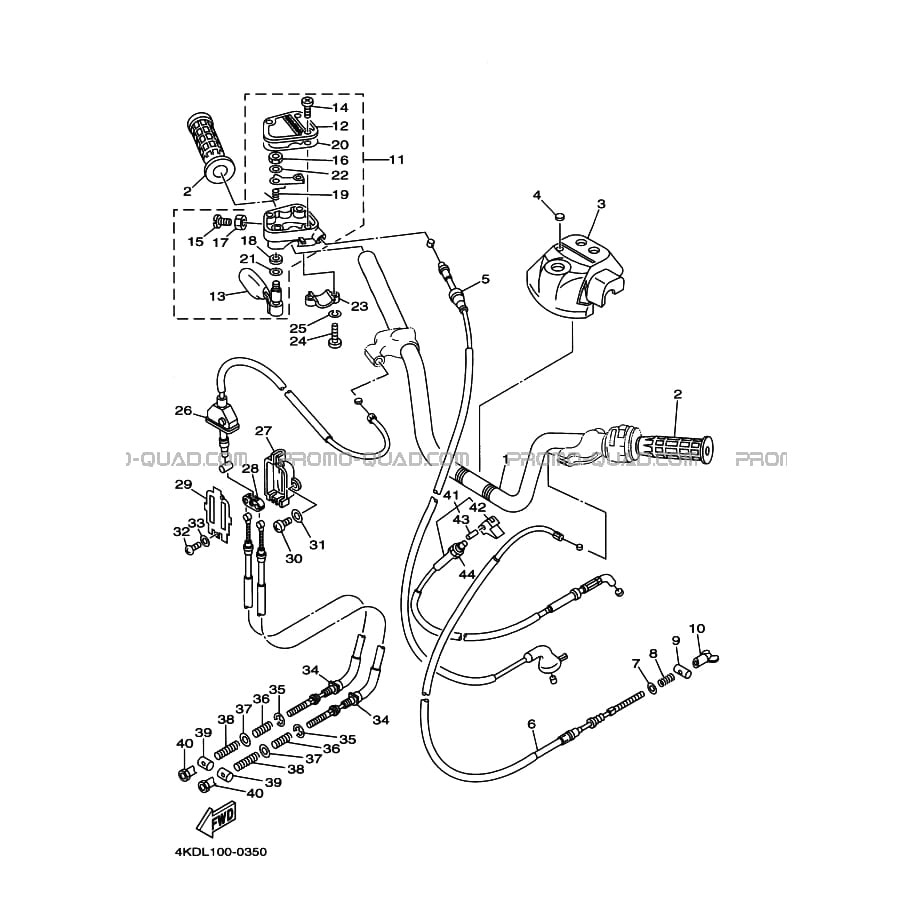 GUIDON ET CABLES  Yamaha  2001 250  Original parts OEMGUIDON ET CABLES  Yamaha  2001 250  Original parts OEM