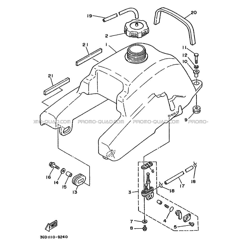 RESERVOIR A ESSENCE  Yamaha  1989 350  pièces OEMRESERVOIR A ESSENCE  Yamaha  1989 350  pièces OEM