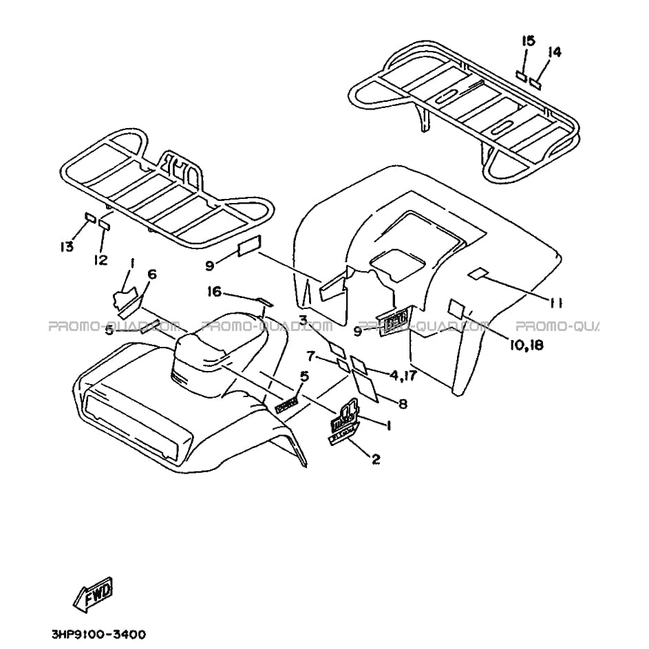 EMBLEME     ETIQUETTE  Yamaha  1993 350  Original parts OEM