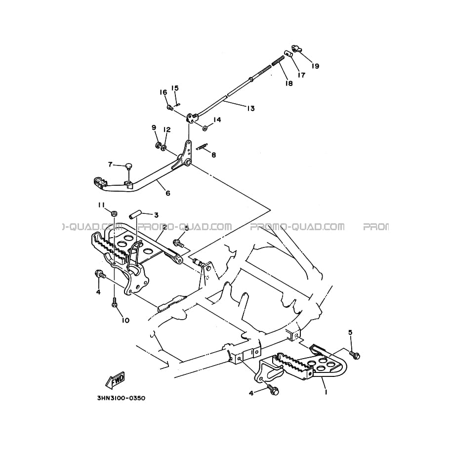 SUPPORT     REPOSE PIEDS  Yamaha  1995 350  Original parts OEMSUPPORT     REPOSE PIEDS  Yamaha  1995 350  Original parts OEM