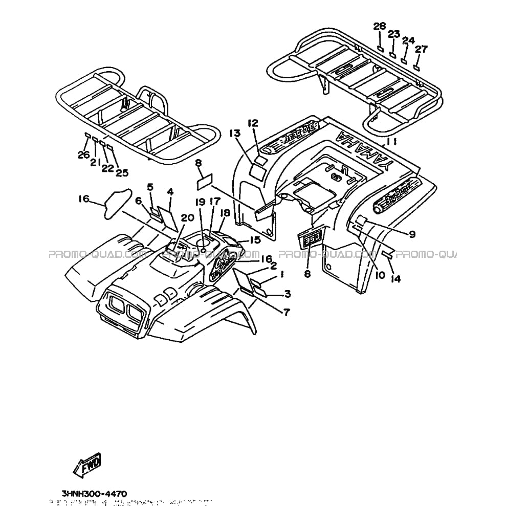 EMBLEME     ETIQUETTE  Yamaha  1995 350  pièces OEMEMBLEME     ETIQUETTE  Yamaha  1995 350  pièces OEM