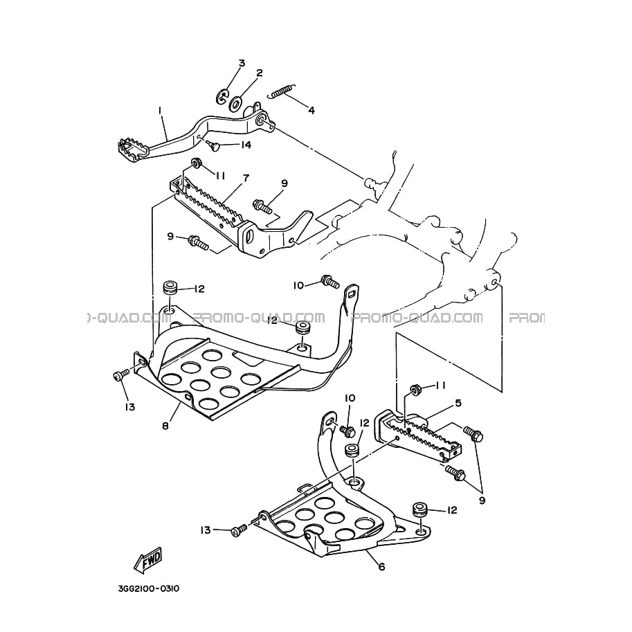 SUPPORT     REPOSE PIEDS  Yamaha  1997 350  pièces OEMSUPPORT     REPOSE PIEDS  Yamaha  1997 350  pièces OEM