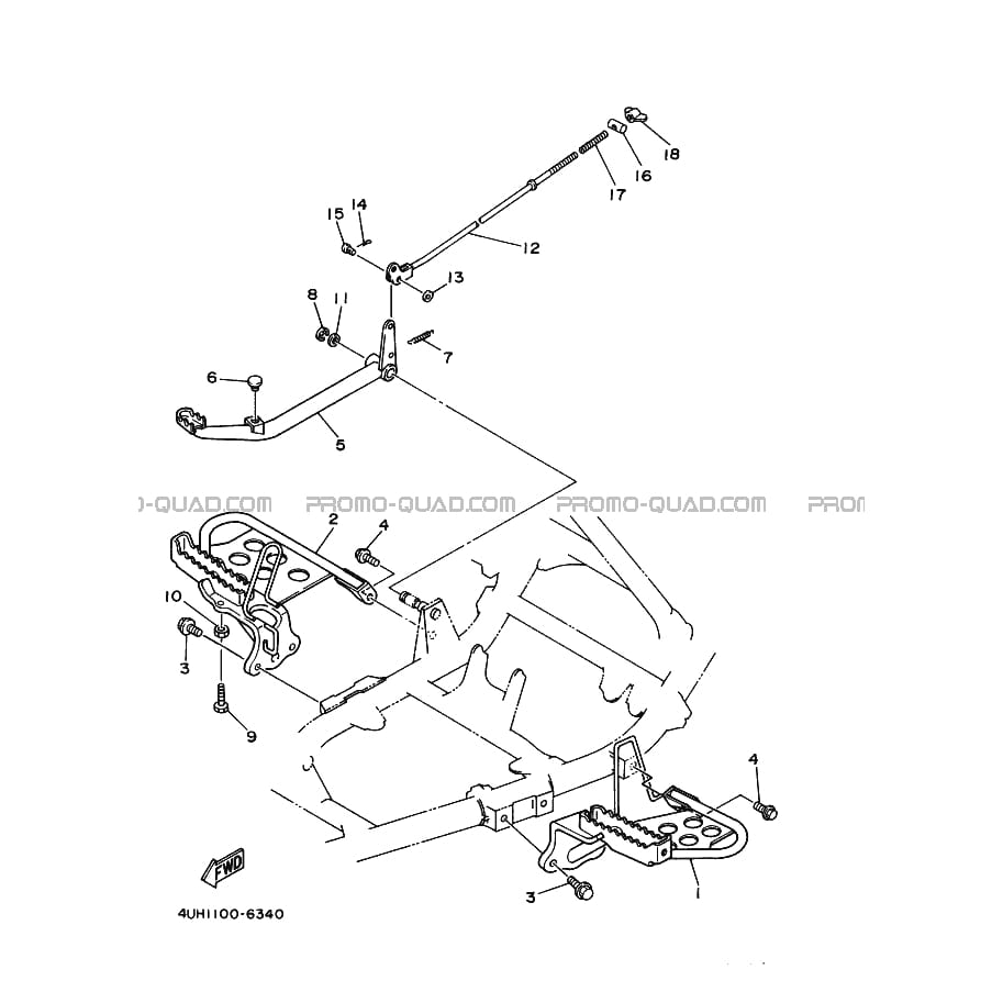 SUPPORT     REPOSE PIEDS  Yamaha  1997 350  Original parts OEMSUPPORT     REPOSE PIEDS  Yamaha  1997 350  Original parts OEM