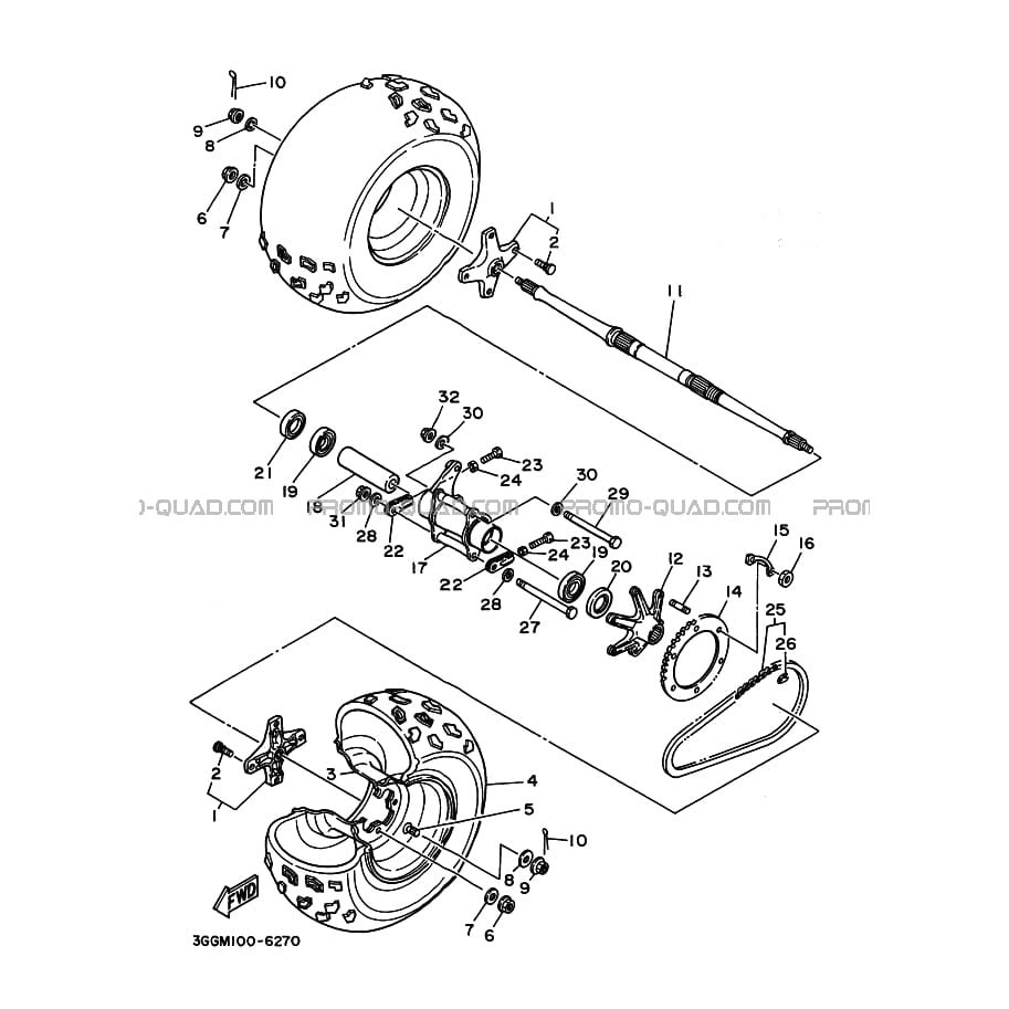 ROUE ARRIERE  Yamaha  1998 350  Original parts OEMROUE ARRIERE  Yamaha  1998 350  Original parts OEM