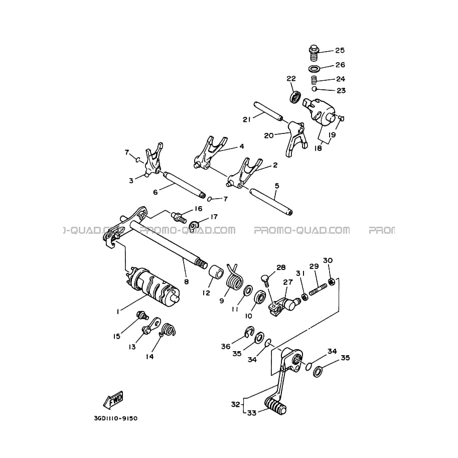 BARILLET DE SELECTION     FOURCHETTES  Yamaha  2000 350  pièces OEMBARILLET DE SELECTION     FOURCHETTES  Yamaha  2000 350  pièces OEM