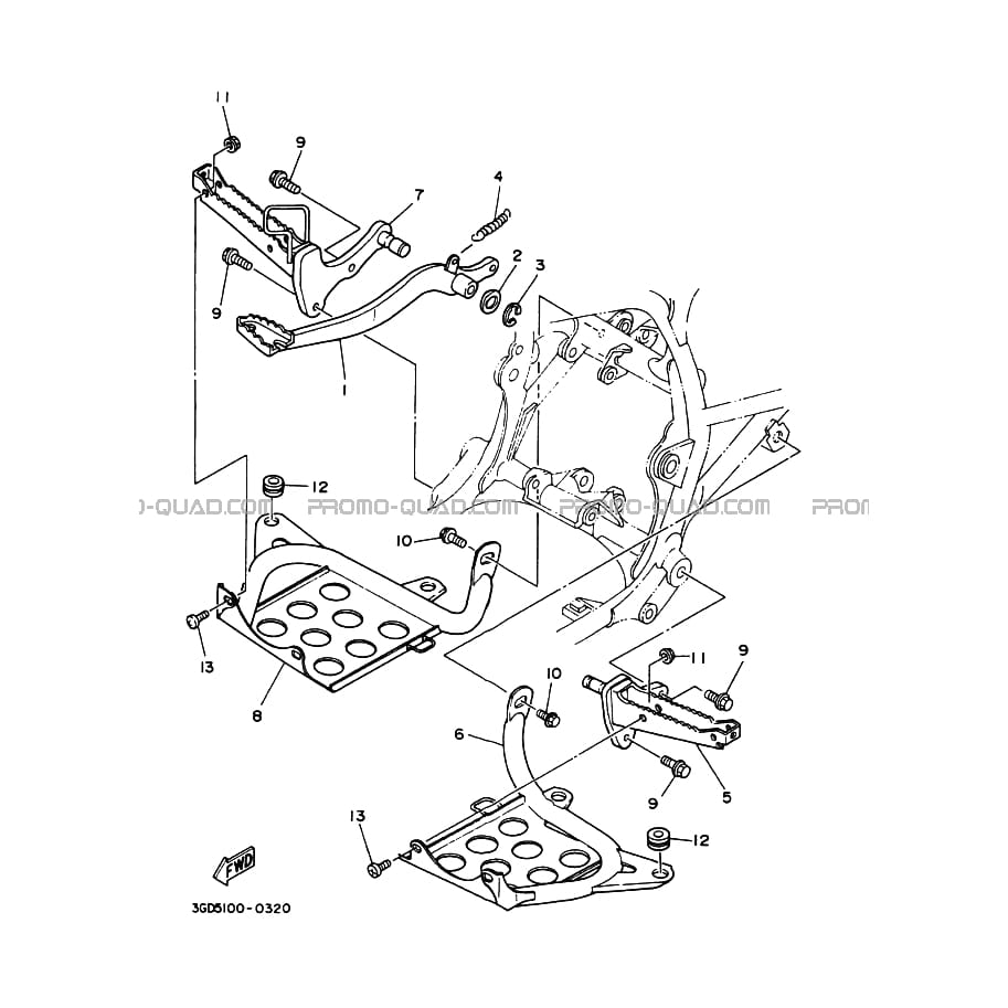SUPPORT     REPOSE PIEDS  Yamaha  2000 350  Original parts OEMSUPPORT     REPOSE PIEDS  Yamaha  2000 350  Original parts OEM