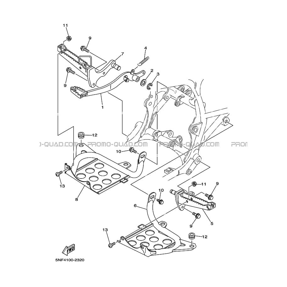 SUPPORT     REPOSE PIEDS  Yamaha  2002 350  pièces OEMSUPPORT     REPOSE PIEDS  Yamaha  2002 350  pièces OEM
