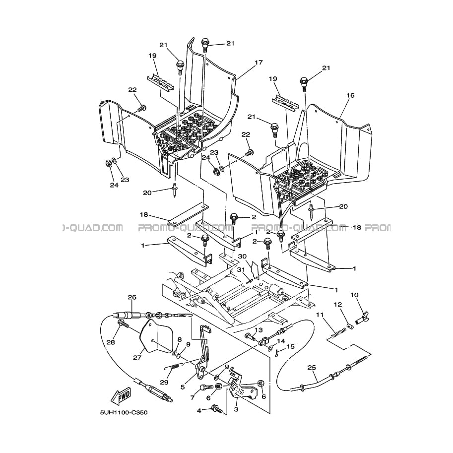 SUPPORT     REPOSE PIEDS  Yamaha  2005 350  pièces OEMSUPPORT     REPOSE PIEDS  Yamaha  2005 350  pièces OEM
