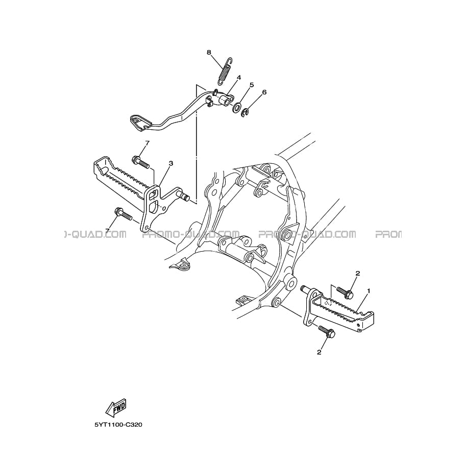 SUPPORT     REPOSE PIEDS  Yamaha  2007 350  pièces OEMSUPPORT     REPOSE PIEDS  Yamaha  2007 350  pièces OEM