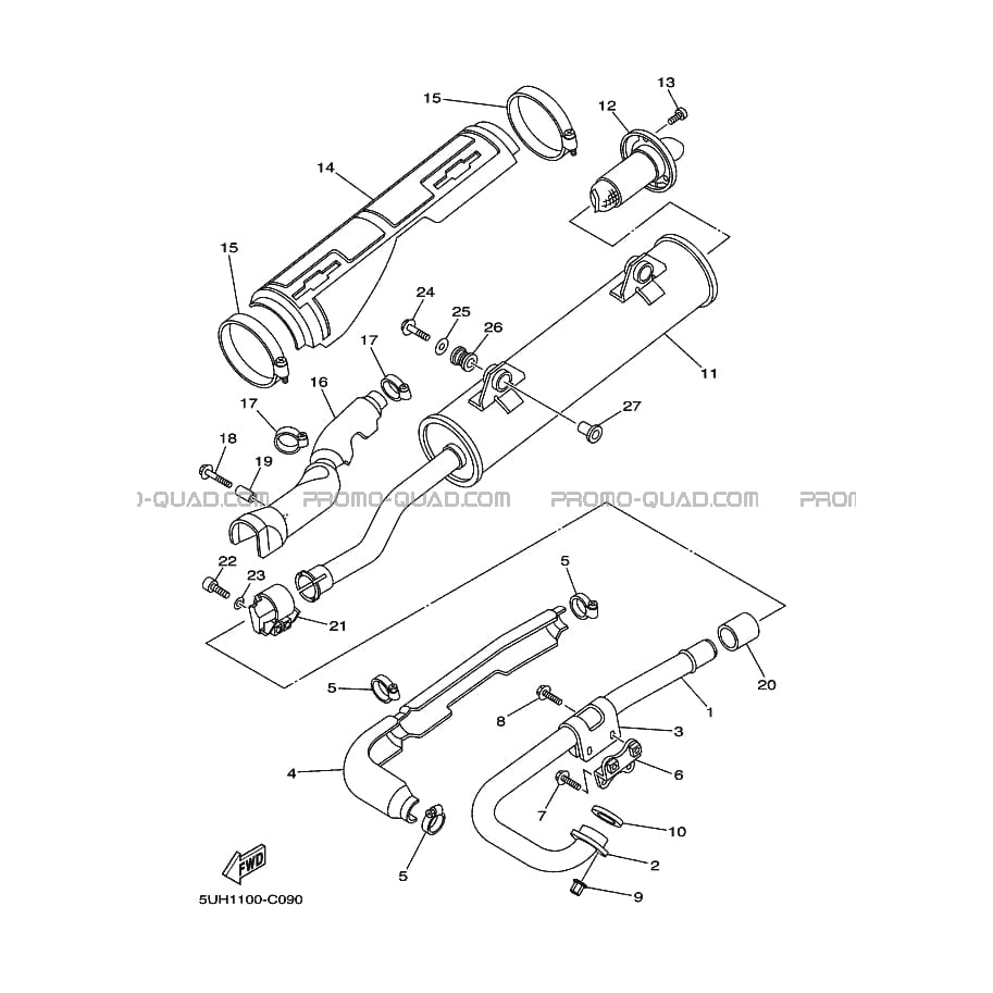 ECHAPPEMENT  Yamaha  2010 350  Original parts OEMECHAPPEMENT  Yamaha  2010 350  Original parts OEM