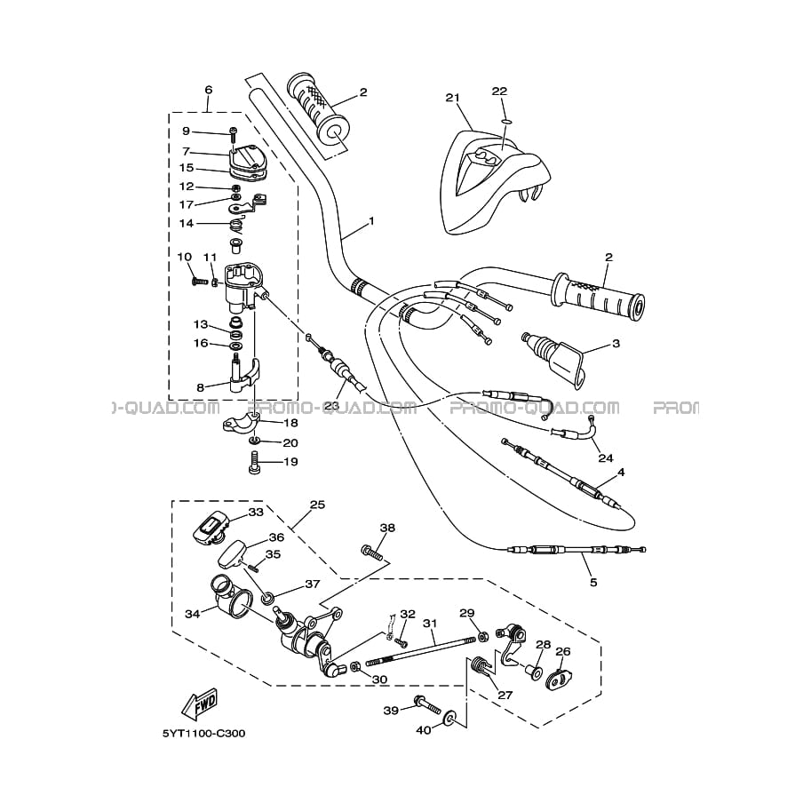 GUIDON ET CABLES  Yamaha  2010 350  Original parts OEMGUIDON ET CABLES  Yamaha  2010 350  Original parts OEM