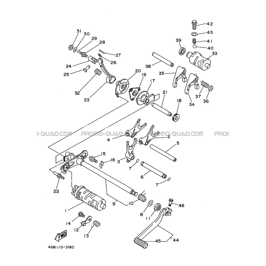 BARILLET DE SELECTION     FOURCHETTES  Yamaha  1993 400  Original parts OEMBARILLET DE SELECTION     FOURCHETTES  Yamaha  1993 400  Original parts OEM
